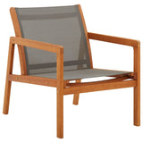 Garden Lounge Chair Grey Solid Eucalyptus Wood and Textilene