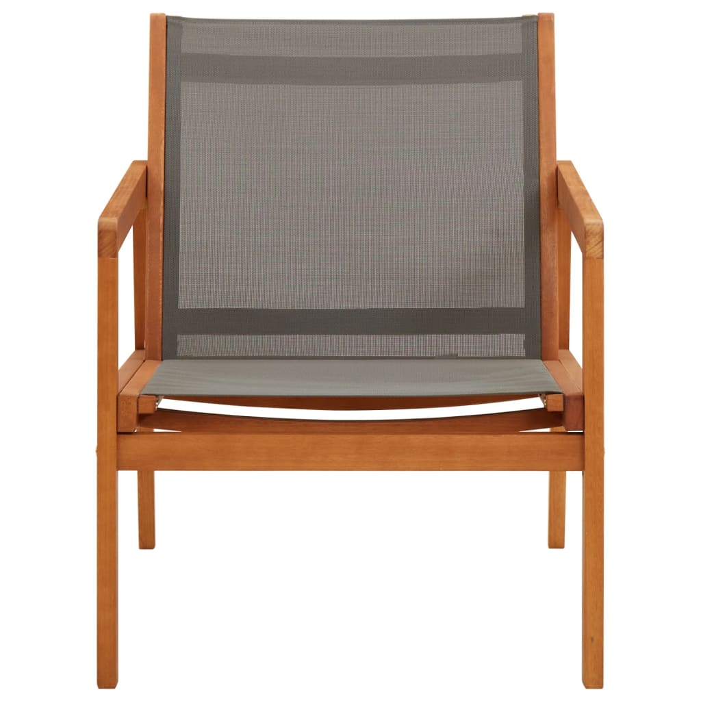 Garden Lounge Chair Grey Solid Eucalyptus Wood and Textilene