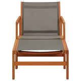 Garden Chair with Footrest Grey Solid Eucalyptus Wood and Textilene