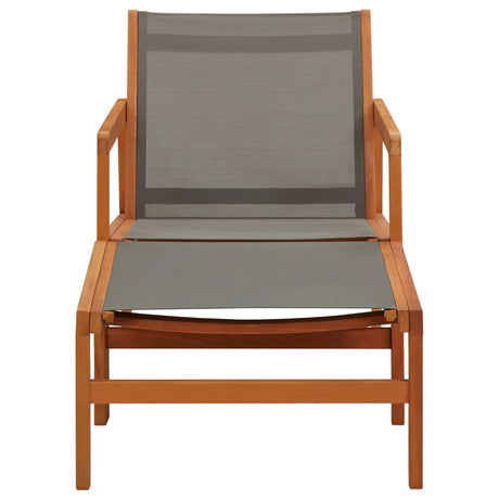 Garden Chair with Footrest Grey Solid Eucalyptus Wood and Textilene