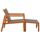 Garden Chair with Footrest Grey Solid Eucalyptus Wood and Textilene