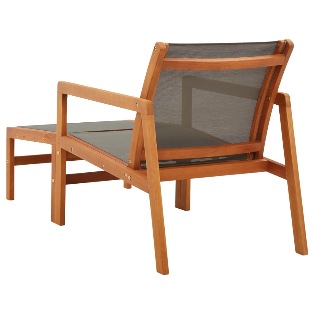 Garden Chair with Footrest Grey Solid Eucalyptus Wood and Textilene