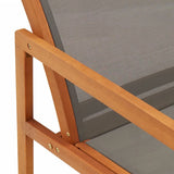 Garden Chair with Footrest Grey Solid Eucalyptus Wood and Textilene