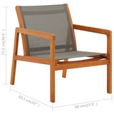 Garden Chair with Footrest Grey Solid Eucalyptus Wood and Textilene