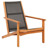 Garden Lounge Chair Black Solid Eucalyptus Wood and Textilene