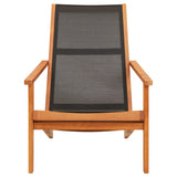 Garden Lounge Chair Black Solid Eucalyptus Wood and Textilene