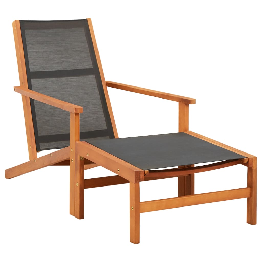 Garden Chair with Footrest Solid Eucalyptus Wood and Textilene