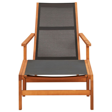 Garden Chair with Footrest Solid Eucalyptus Wood and Textilene