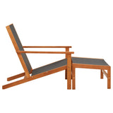 Garden Chair with Footrest Solid Eucalyptus Wood and Textilene