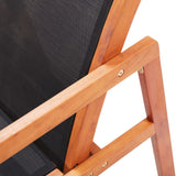 Garden Lounge Chair Black Solid Eucalyptus Wood and Textilene