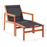 Garden Chair with Footrest Solid Eucalyptus Wood and Textilene