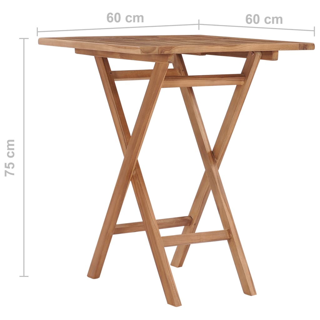 Folding Garden Table 60x60x75 cm Solid Teak Wood