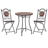 3 Piece Mosaic Bistro Set Ceramic Tile Terracotta