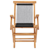 Folding Garden Chairs 2 pcs Solid Teak Wood and Rope