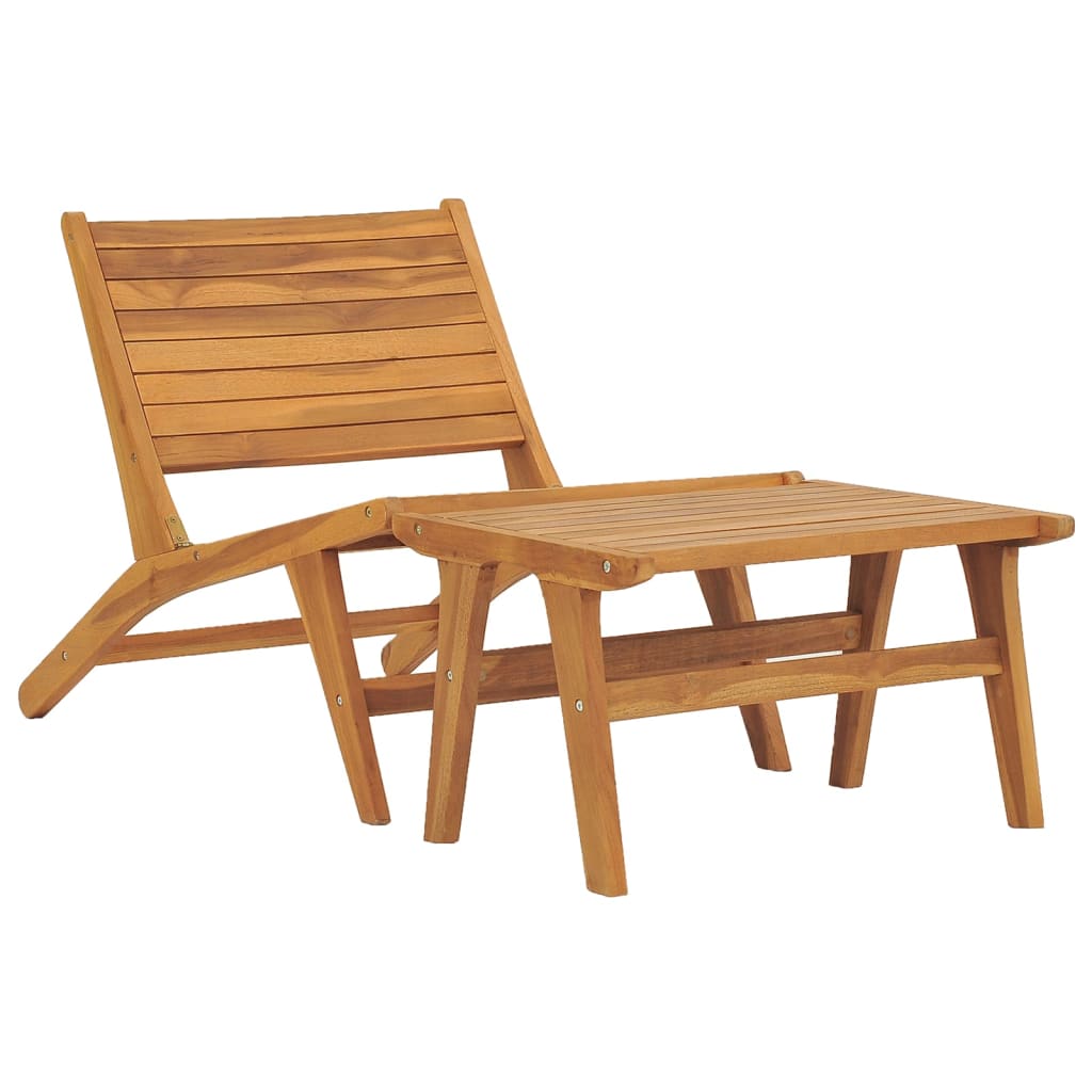 Garden Chair with Footrest Solid Teak Wood