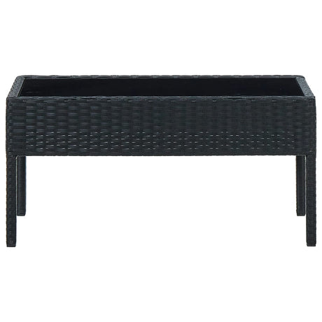 Garden Table Black 75x40x37 cm Poly Rattan