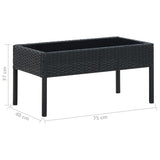 Garden Table Black 75x40x37 cm Poly Rattan