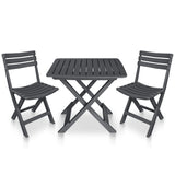 3 Piece Folding Bistro Set Plastic Anthracite