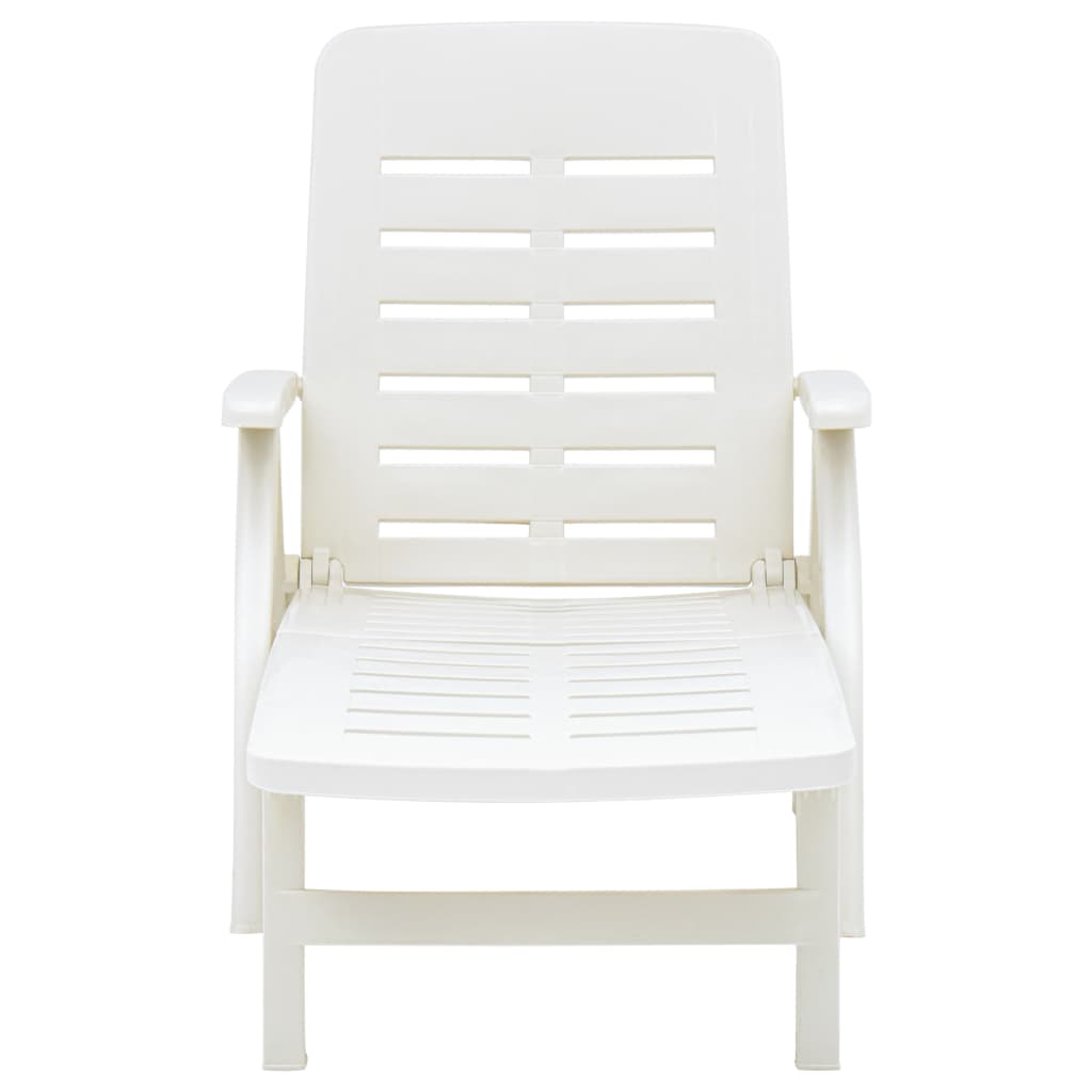 Folding Sun Lounger Plastic White