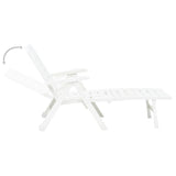 Folding Sun Lounger Plastic White