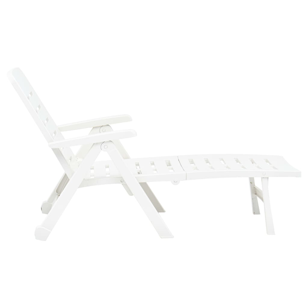 Folding Sun Lounger Plastic White