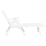 Folding Sun Lounger Plastic White