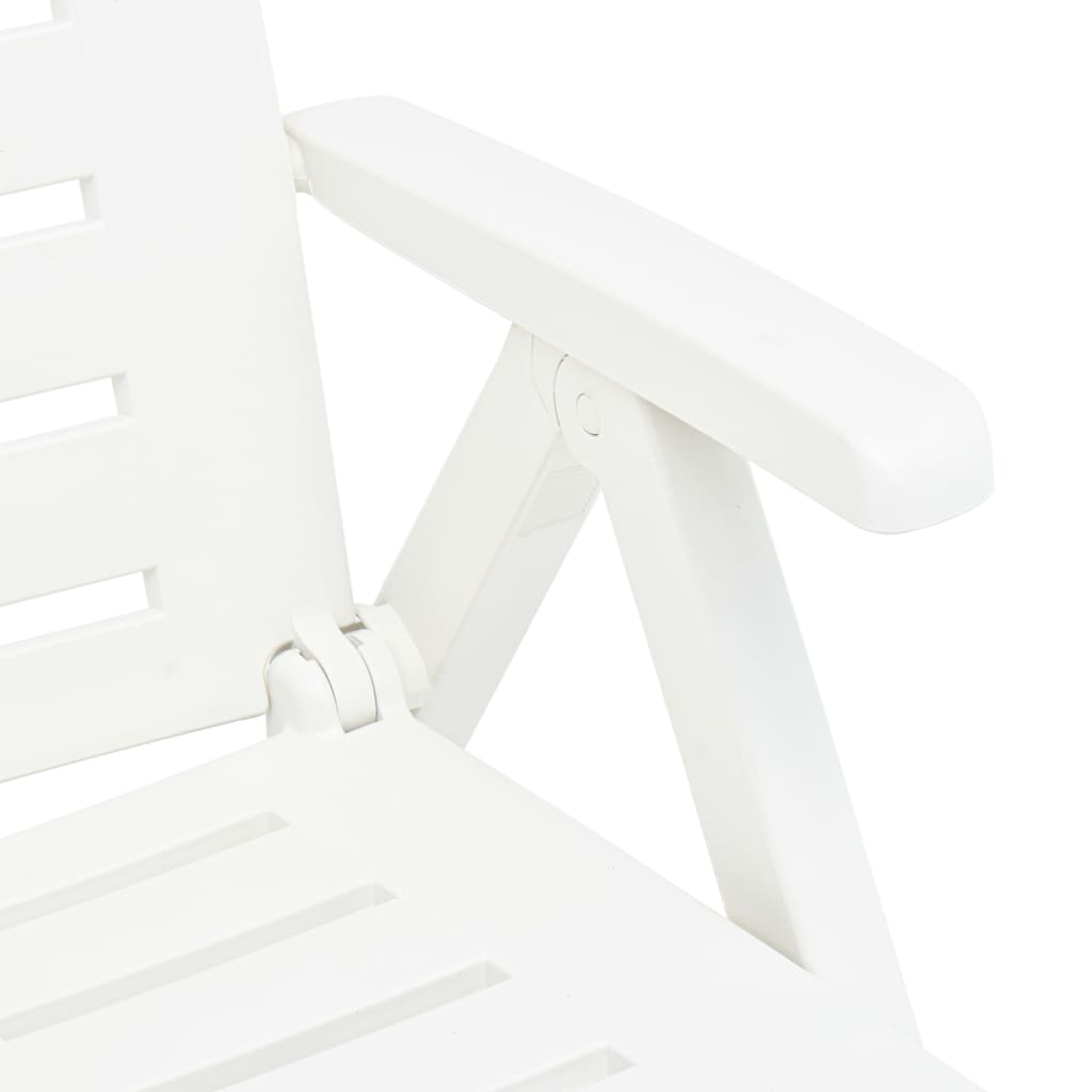 Folding Sun Lounger Plastic White