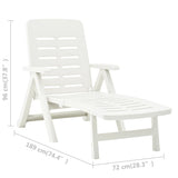 Folding Sun Lounger Plastic White