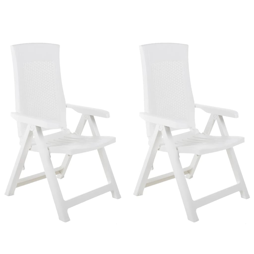 Garden Reclining Chairs 2 pcs Plastic White