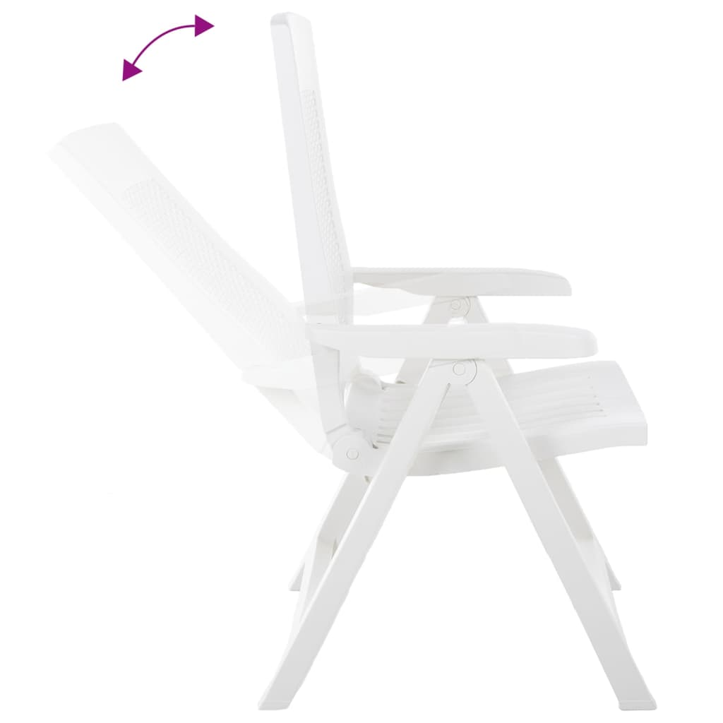 Garden Reclining Chairs 2 pcs Plastic White