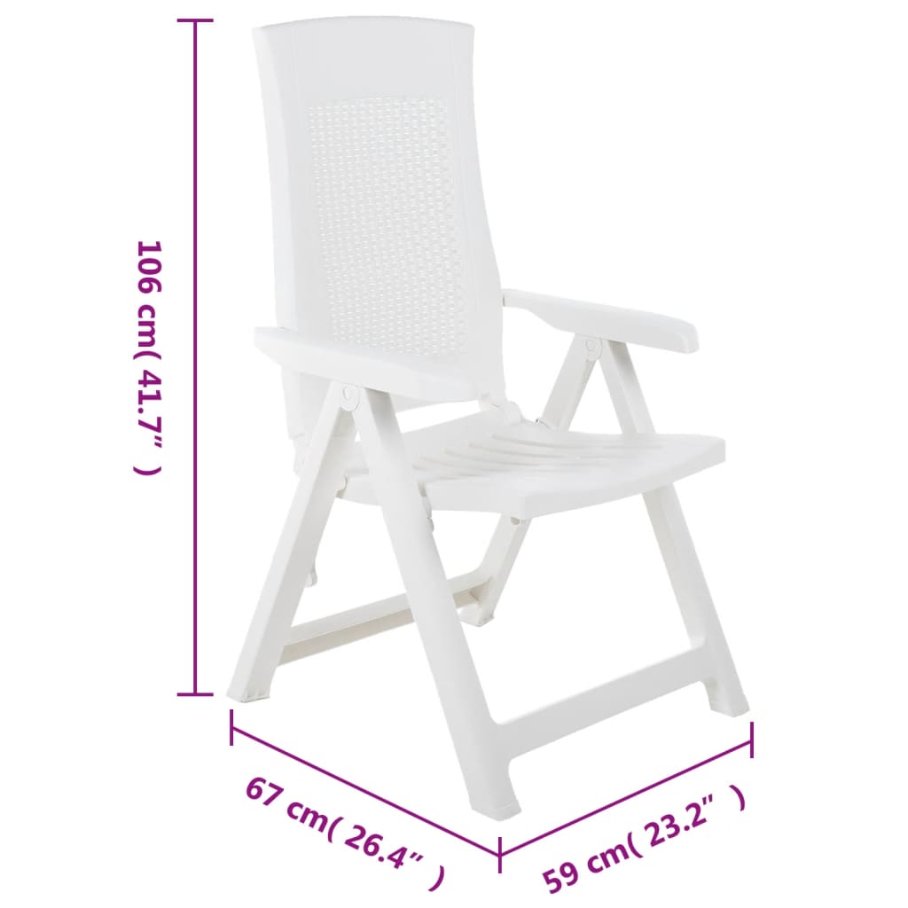 Garden Reclining Chairs 2 pcs Plastic White