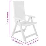 Garden Reclining Chairs 2 pcs Plastic White