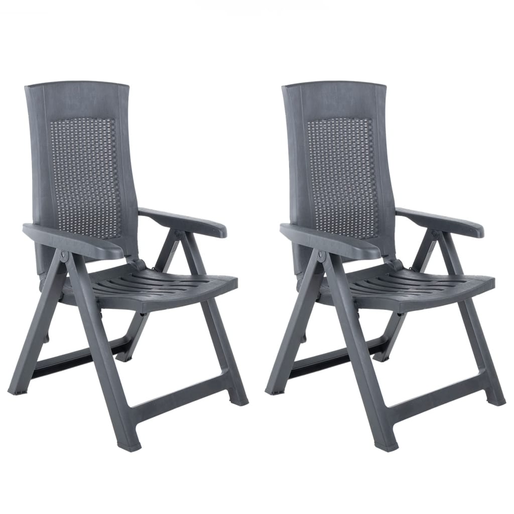 Garden Reclining Chairs 2 pcs Plastic Anthracite