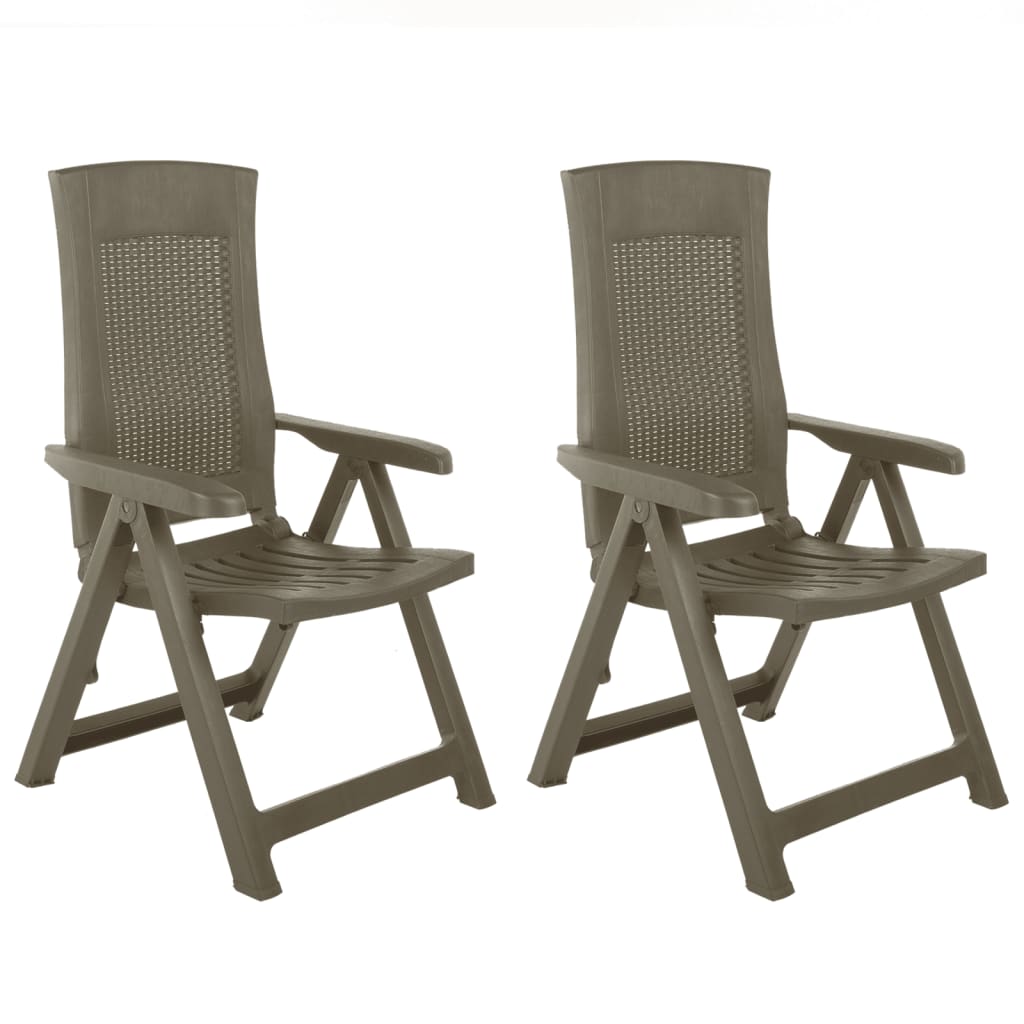 Garden Reclining Chairs 2 pcs Plastic Mocca