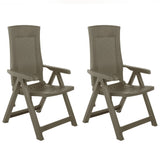 Garden Reclining Chairs 2 pcs Plastic Mocca