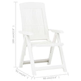 Garden Reclining Chairs 2 pcs Plastic White