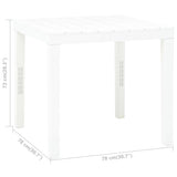 Garden Table White 78x78x72 cm Plastic