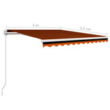 Manual Retractable Awning 300x250 cm Orange and Brown