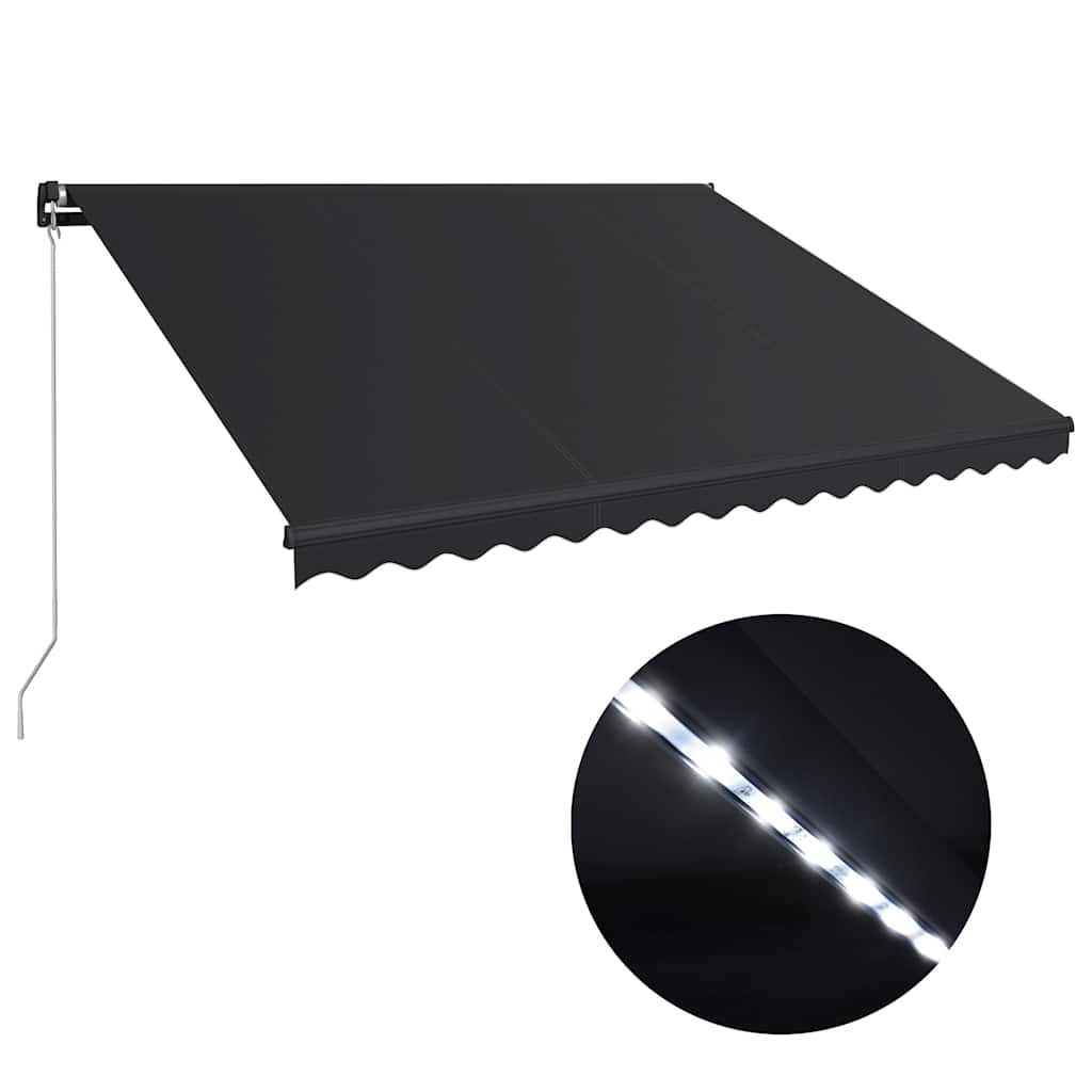 Manual Retractable Awning with LED 450x300 cm Anthracite