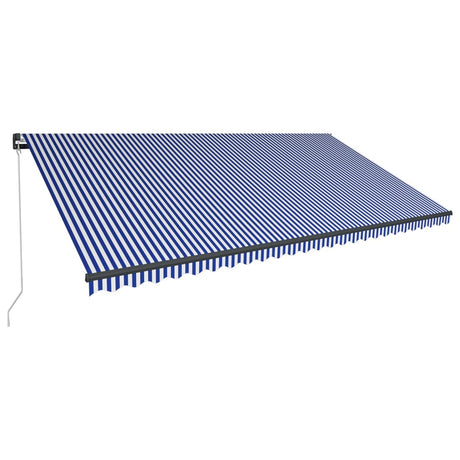 Manual Retractable Awning with LED 600x300 cm Blue and White