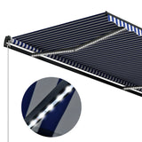 Manual Retractable Awning with LED 600x300 cm Blue and White