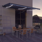 Manual Retractable Awning with LED 600x300 cm Blue and White
