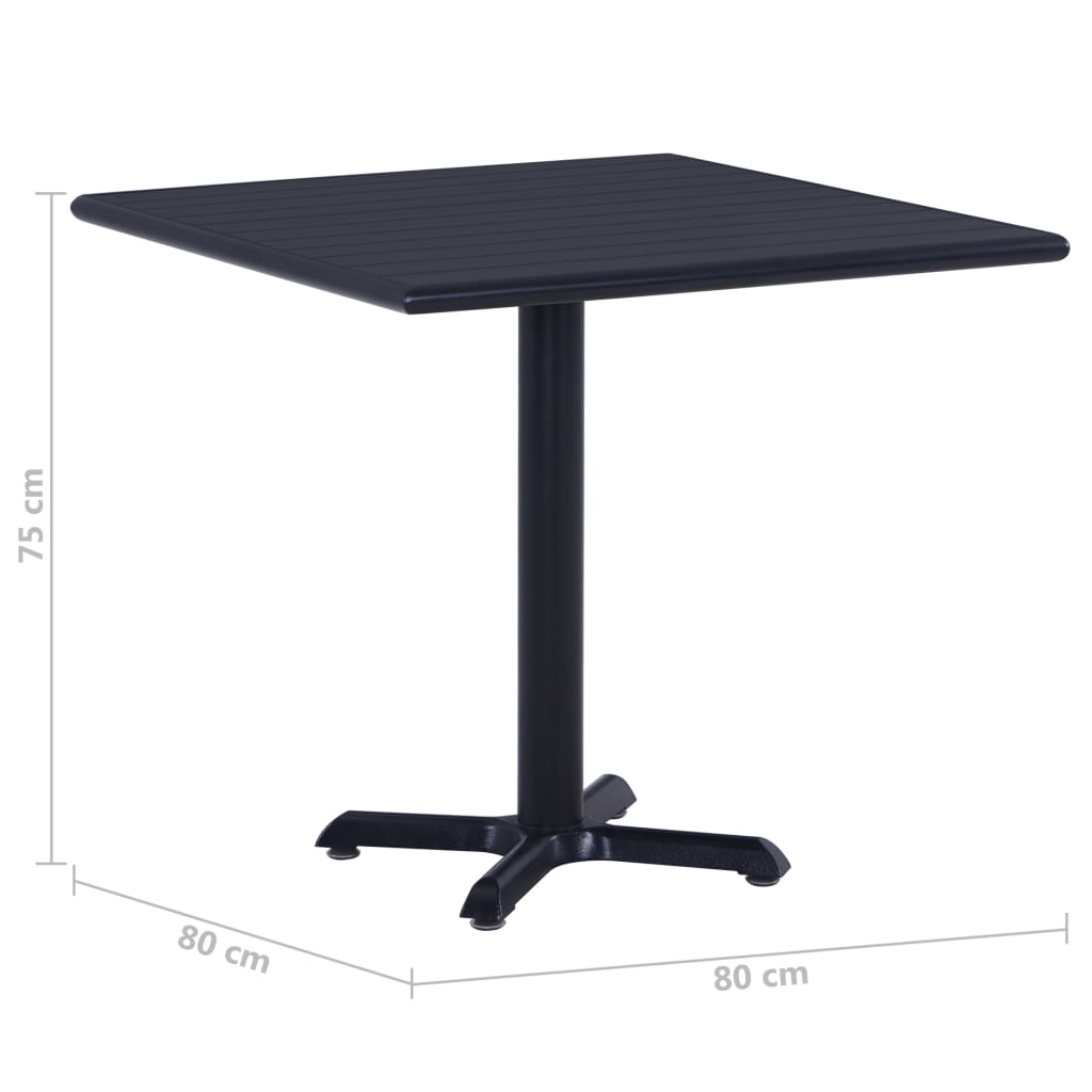 Garden Table  Black 80x80x75 cm
