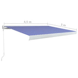 Manual Cassette Awning 450x300 cm Blue and White