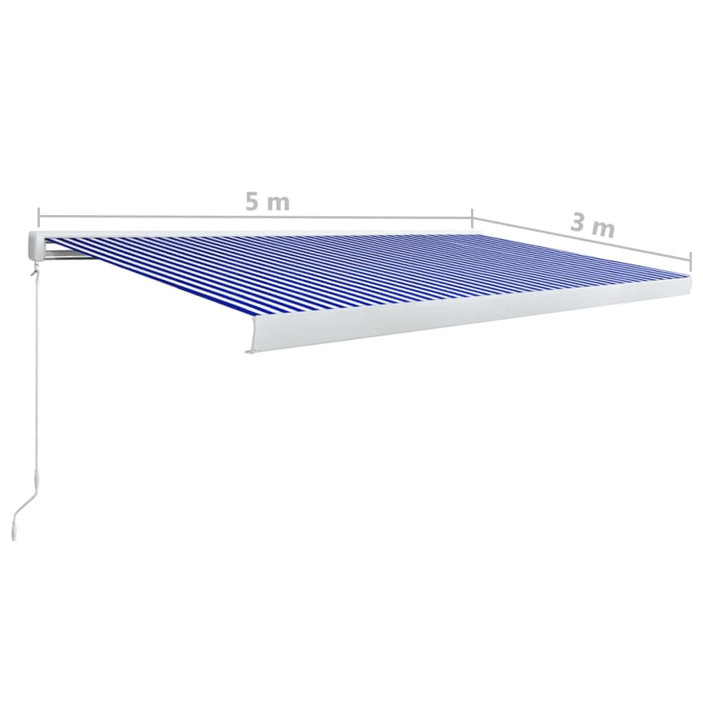 Manual Cassette Awning 500x300 cm Blue and White