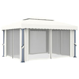 Gazebo with Curtain 4x3 m Cream White Aluminium