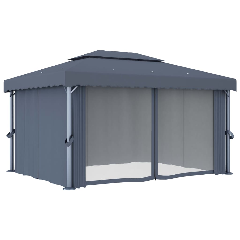 Gazebo with Curtain 4x3 m Anthracite Aluminium