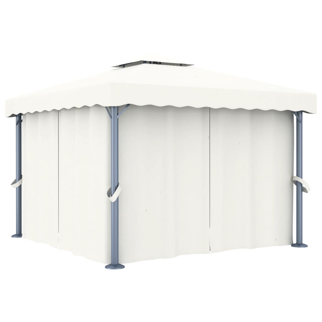 Gazebo with Curtain 3x3 m Cream White Aluminium