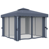 Gazebo with Curtain 3x3 m Anthracite Aluminium