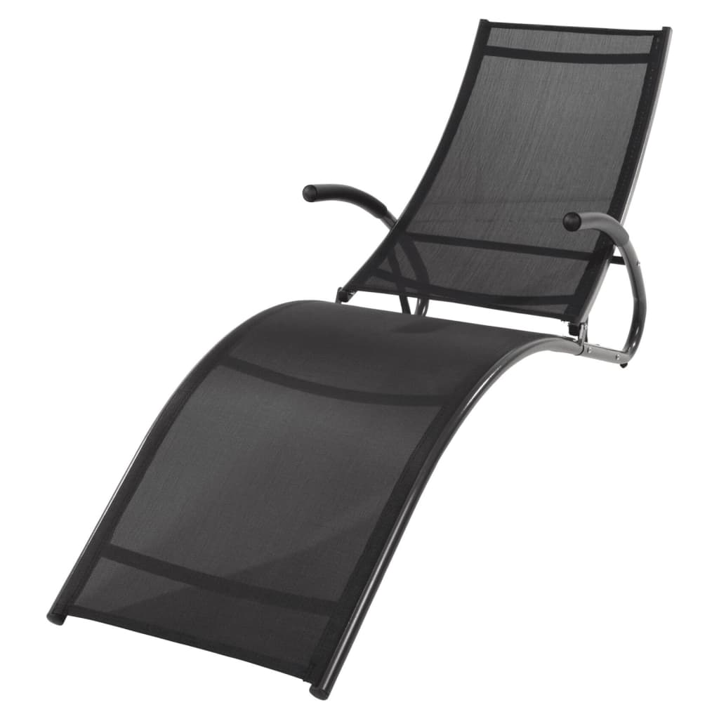 Foldable Sunlounger 174x59x87 cm Black